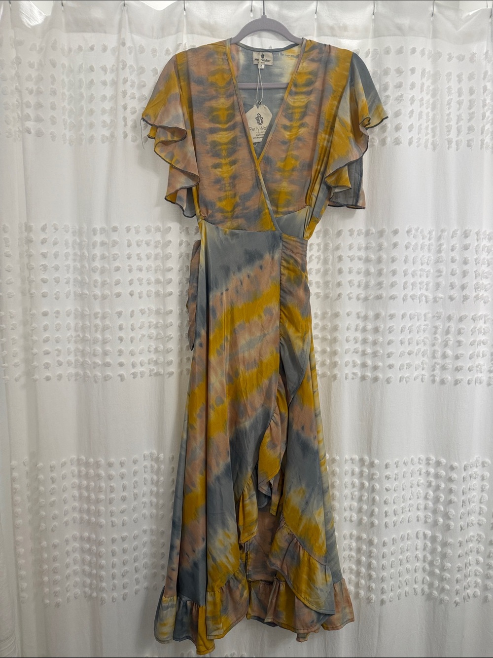 NWT Perry Waller Flowy Tie-Dye Wrap Maxi Dress